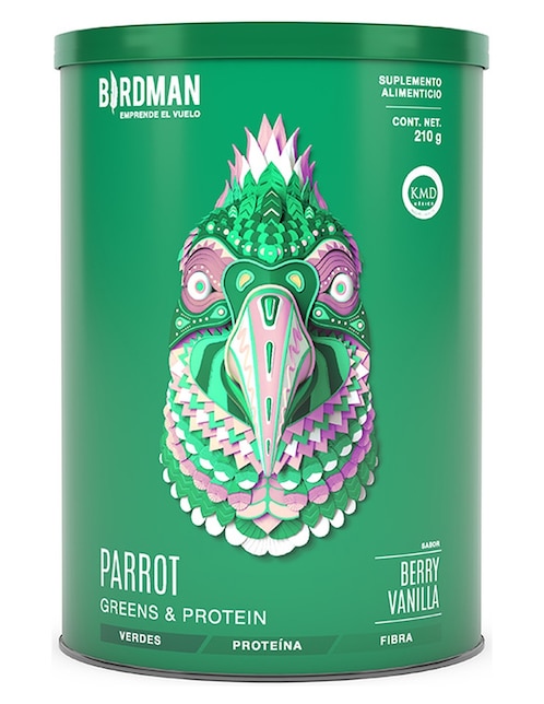Suplemento Alimenticio y Proteína Parrot Greens and Protein Birdman Berry Vainilla 210 g