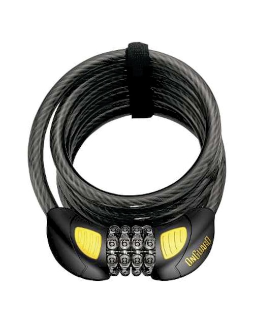 Candado para bicicleta de acero autoenrrollable con micro luz LED On Guard DOBERMAN 8031 GLO