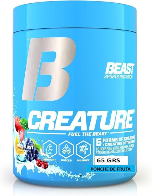 Creature Creatine Beast con creatina monohidratada sabor ponche de frutas 65 g