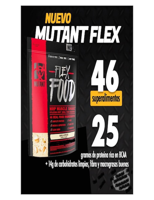Proteina Mutant Flex Food con proteína de suero de leche sabor vainilla 850 g