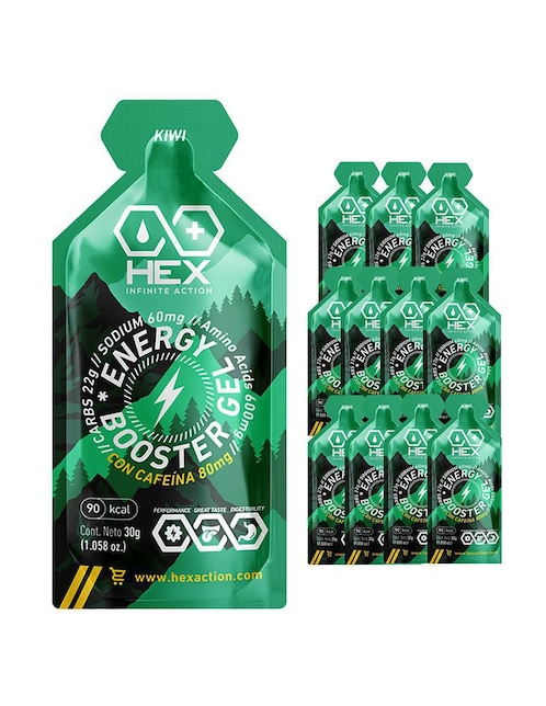 Energy Gel con Cafeina con aminoácidos, complejo b y sodio sabor kiwi