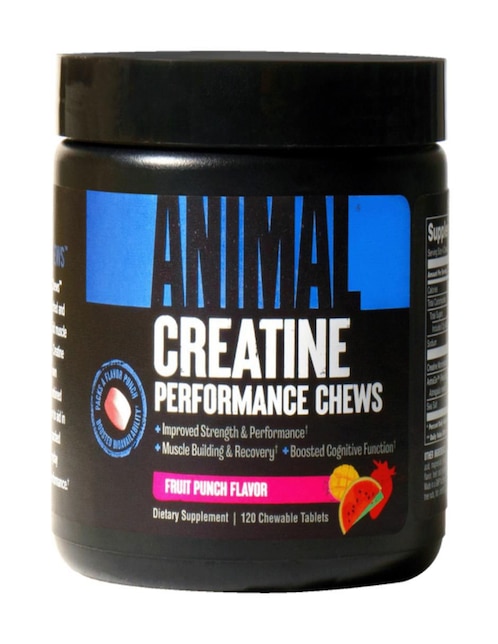 Animal creatina performance con creatina monohidratada micronizada sabor ponche de frutas 120 tabletas