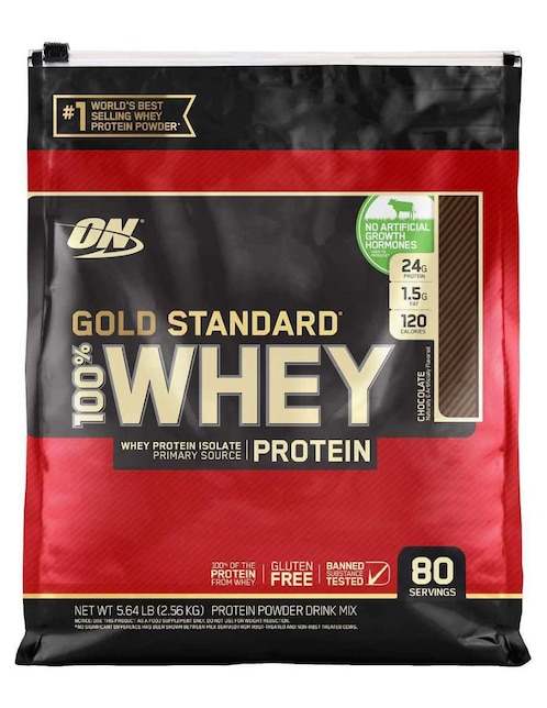 Gold Standard 100% Whey Optimum Nutrition con proteína de suero de leche sabor chocolate 2.4 kg