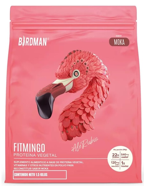 Birdman Fitmingo Proteína Vegetal Birdman con proteína de arroz, proteína de chícharo y probióticos sabor moka 1.5 kg