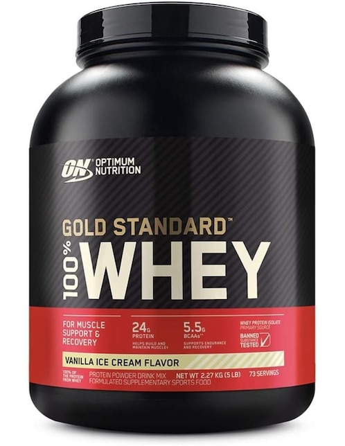 Gold Standard sabor vainilla Optimum Nutrition con proteína de suero de leche sabor vainilla 2.2 kg