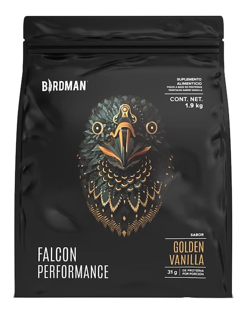 Proteína vegetal Birdman Falcon Performance Golden con proteína de arroz proteína de chícharo y probióticos sabor vainilla 1.9 kg