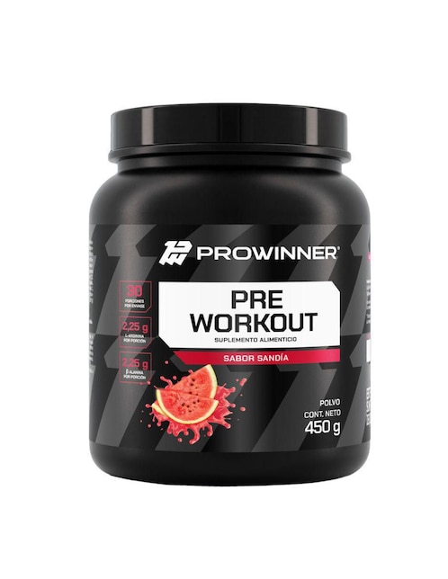 Suplemento pre workout Prowinner con creatina sabor sandia 450 g