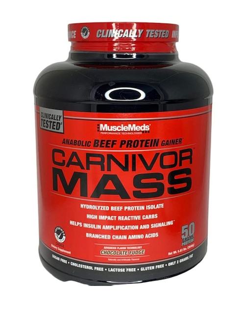 Carnivor Mass Musclemends con proteina hidrolizada e isolatada bchocolate sabor chocolate 2.7 kg