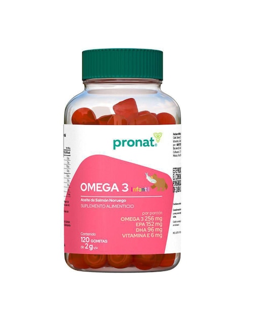 Suplemento omega 3 infantil Pronat con aceite de salmón sabor fresa 120 gomitas