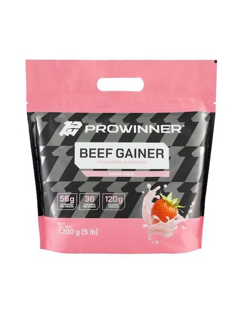 Suplemento Beef gainer ProWinner Pronat sabor fresa de 2.2 kg