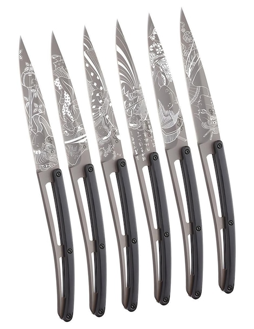 Set de cuchillos utilitario Deejo geishas y samurais 6 piezas