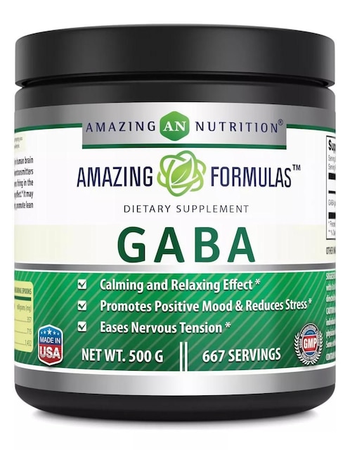 Gaba powder Amazing Nutrition con gaba sabor natural de 500 g