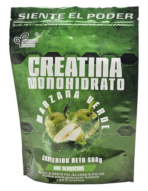 Creatina monohidratada 500 g Natured sabor manzana verde