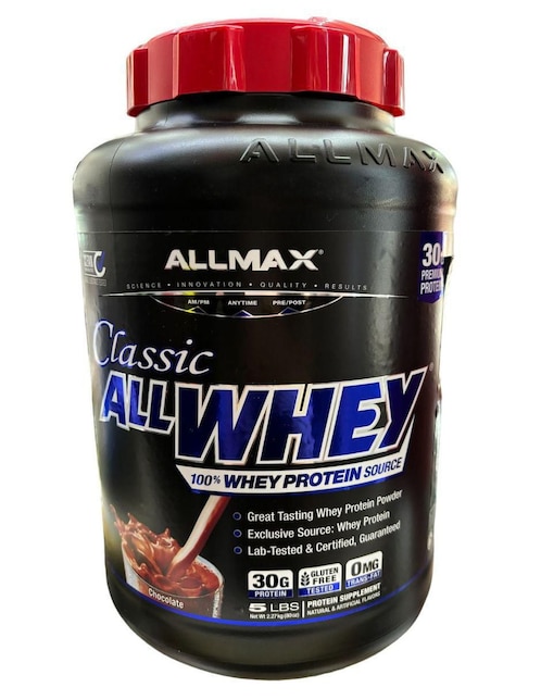 All Whey Allmax con aminoacidos Allmax Nutrition con proteína de suero de leche sabor chocolate