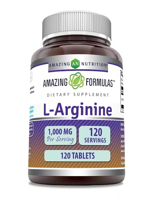 L-Arginine Amazing Nutrition con arginina sabor natural de 120 tabletas