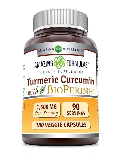 Turmeric Curcuin Amazing Nutrition sabor natural de 180 Cápsulas