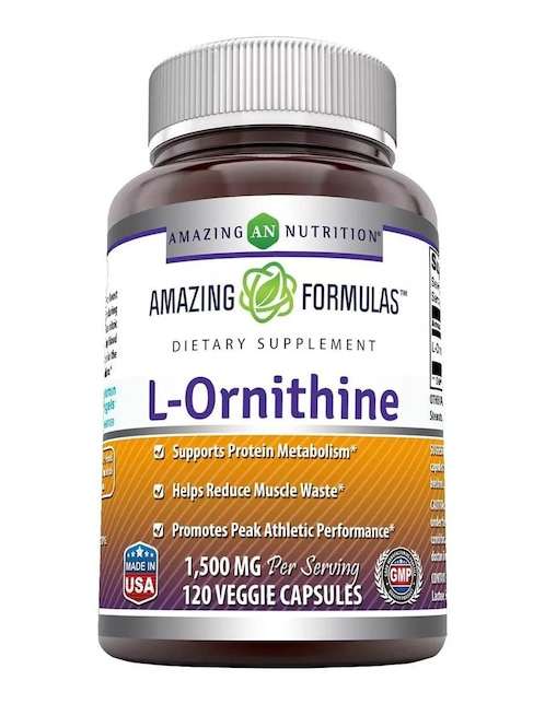 L-Ornithine Amazing Nutrition con l-ornitina sabor natural de 120 cápsulas