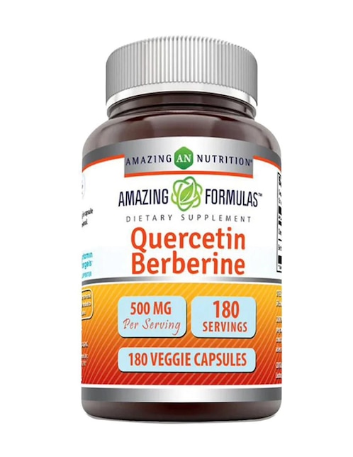 Quercetin Berberine Amazing Nutrition con quercetina y berberina sabor natural de 180 Cápsulas