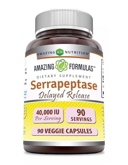 Serrapeptase Amazing Nutrition sabor natural de 90 cápsulas