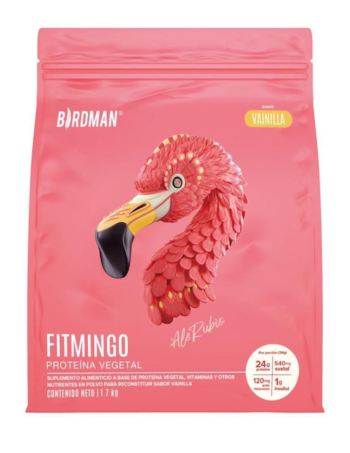 Proteína vegetal Fitmingo Birdman con proteína de chícharo sabor vainilla