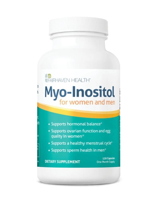 Myo-inositol para Mujer y Hombre Fairhaven Health sabor natural de 120 cápsulas