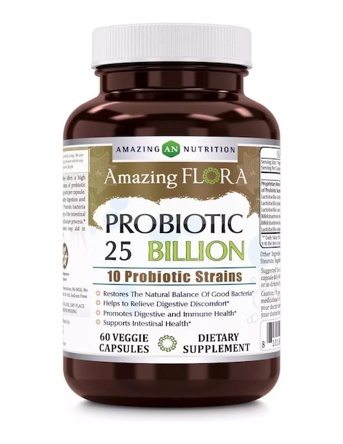 Flora Probiotic Amazing Nutrition con 25 billones de próbioticos sabor natural