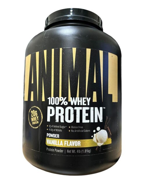 Animal Whey con bcaas Universal Nutrition con proteína de suero de leche sabor vainilla