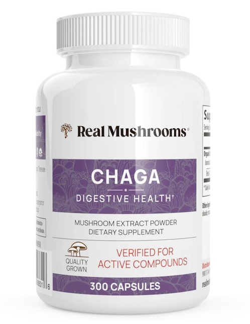 Salud Digestiva Real Mushrooms con chaga sabor natural de 300 cápsulas