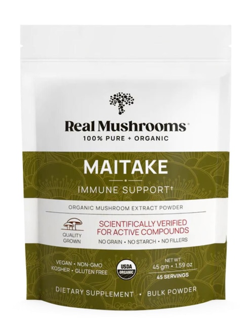 Immune Support Real Mushrooms con hongo maitake sabor natural de 45 g