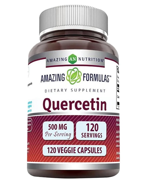 Quercetin 500 mg Amazing Nutrition con quercetina sabor natural de 120 cápsulas