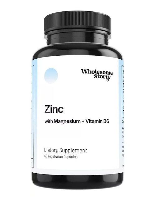 Glicinato de magnesio Wholesome Story con vitamina b6 magnesio y zinc sabor natural de 60 cápsulas