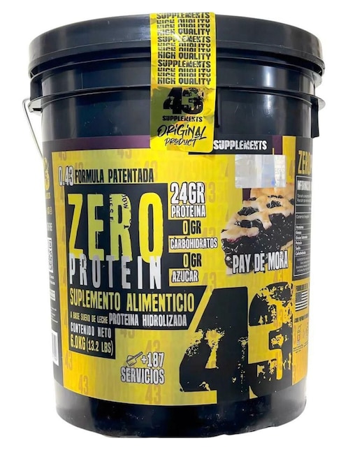 Zero Protein con aminoacidos 43 Supplements sabor pay de mora de 6 kg Zero Protein con aminoacidos 43 Supplements sabor pay de mora de 6 kg