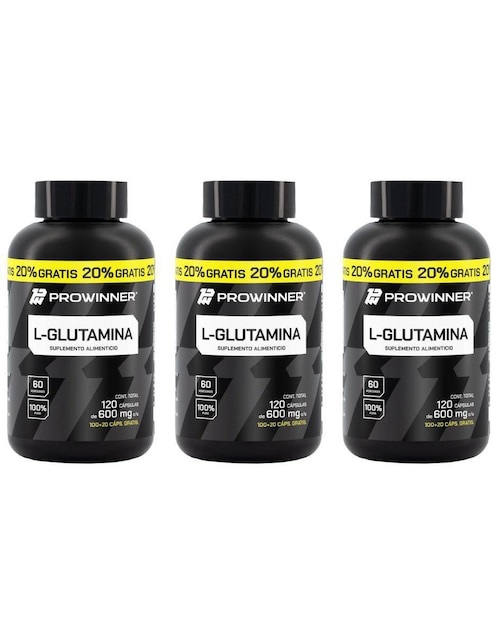 Set de suplementos alimenticios de L-Glutamina 100 Cápsulas + 20% Extra - Prowinner Prowinner