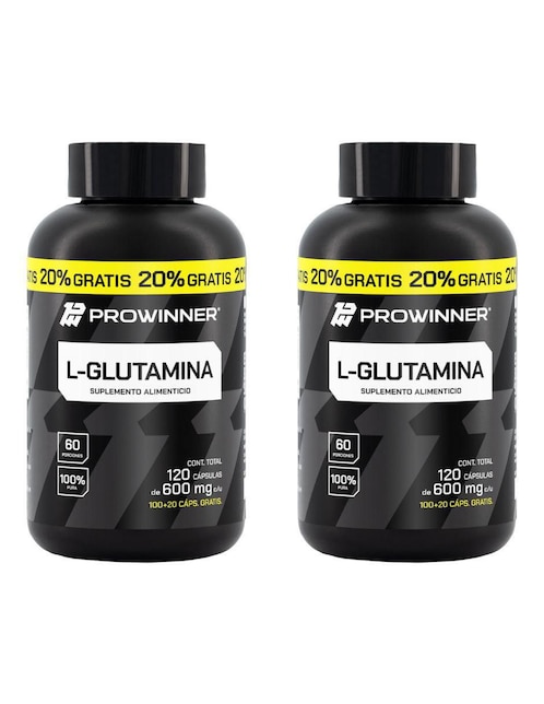 Set de suplementos alimenticios de L-Glutamina 100 Cápsulas + 20% Extra - Prowinner Prowinner