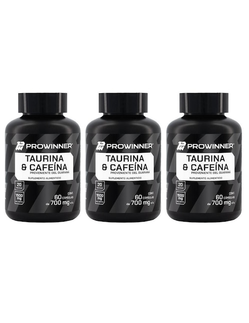 Set de suplementos alimenticios de Taurina & Cafeína 60 Cápsulas - Prowinner Prowinner