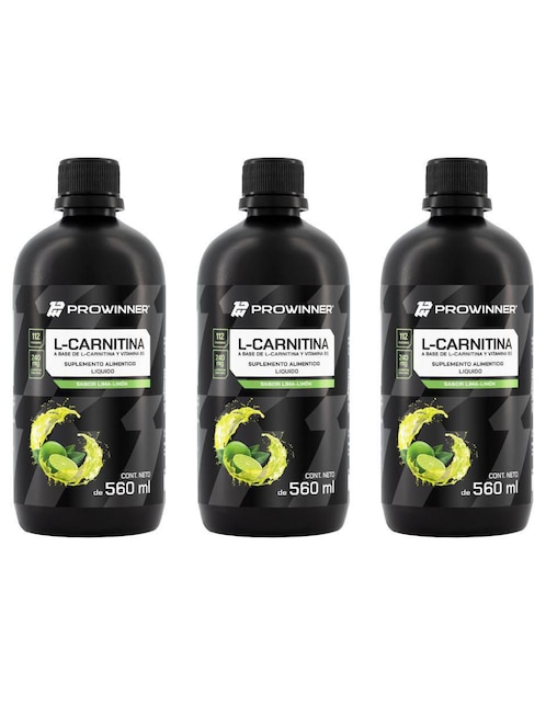 Set de suplementos alimenticios de L-Carnitina Líquida Lima Limón Prowinner 