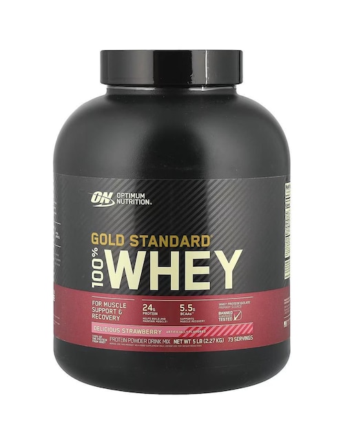 OPTIMUM NUTRITION Suplemento Optimum Nutrition Proteína Gold Whey sabor delicious strawberry de 2.27 kg