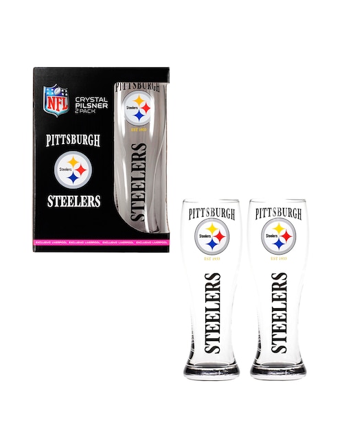 Set de vaso pilsner NFL Pittsburgh Steelers de vidrio con 2 piezas