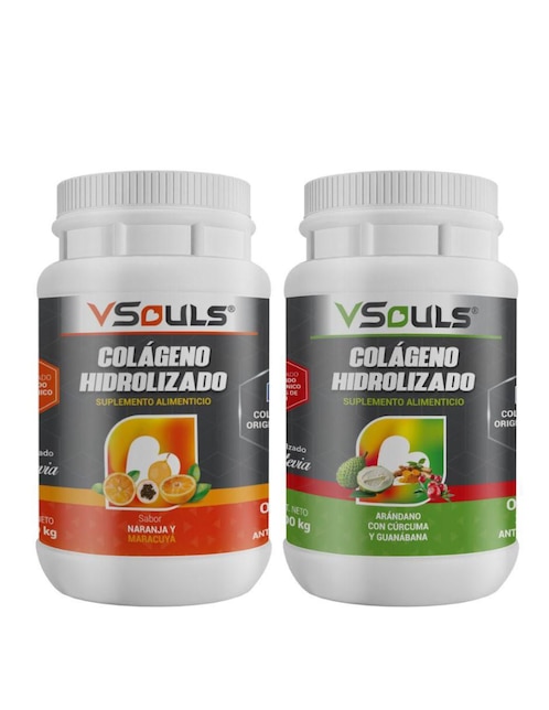 Colágeno hidrolizado duo Vsouls con ácido hialurónico sabor arándano