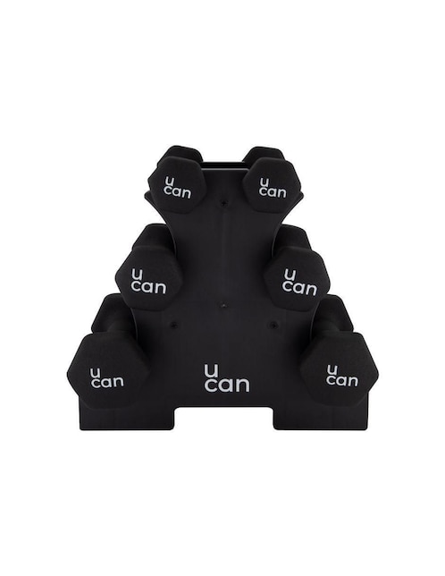 Set mancuernas de peso fijo 10 kg 6 piezas