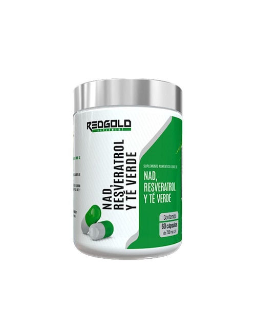 Nad, Resveratrol Y Té Verde Red Gold Naturals sabor natural de 60 cápsulas