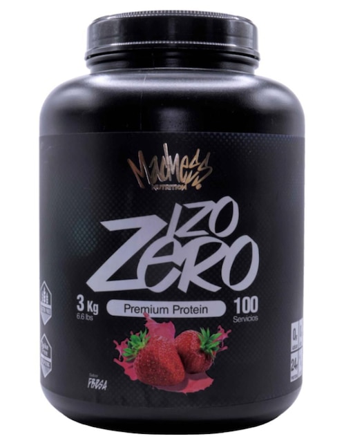 MADNESS NUTRITION Proteína isolate madness suero de leche suplemento  Madness Nutrition con proteína sabor fresa de 3 kg