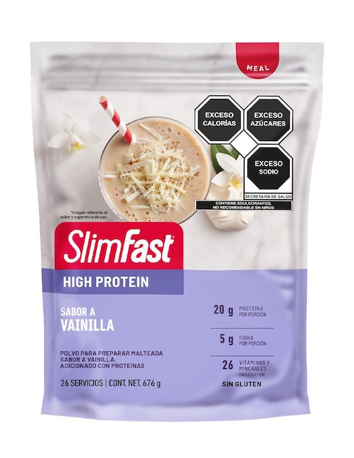 Bebida en polvo Malteada de vainilla Slimfast High Protein 676 g
