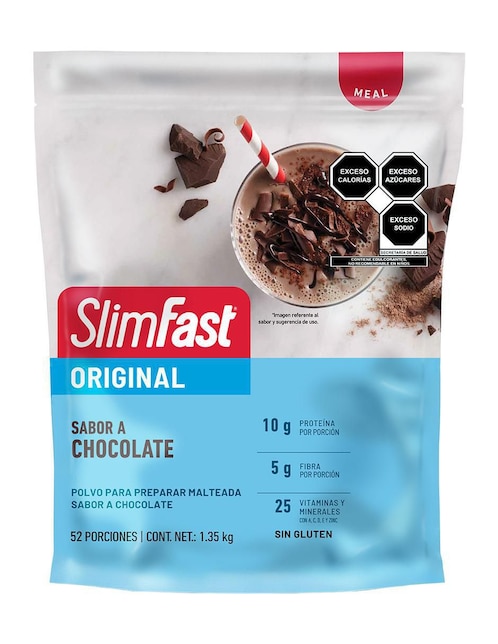 SLIMFAST Bebida en polvo Malteada en polvo (52 porciones) de chocolate Slimfast Original 1.35 kg