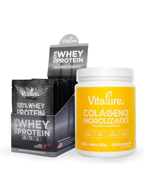 Kit de suprementos alimenticios Sobres whey protein chocolate+ colágeno hidrolizado Vitapure