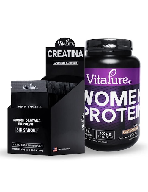 Kit de suplementos alimenticios Women protein capuchino+ 20 sobres creatina Vitapure