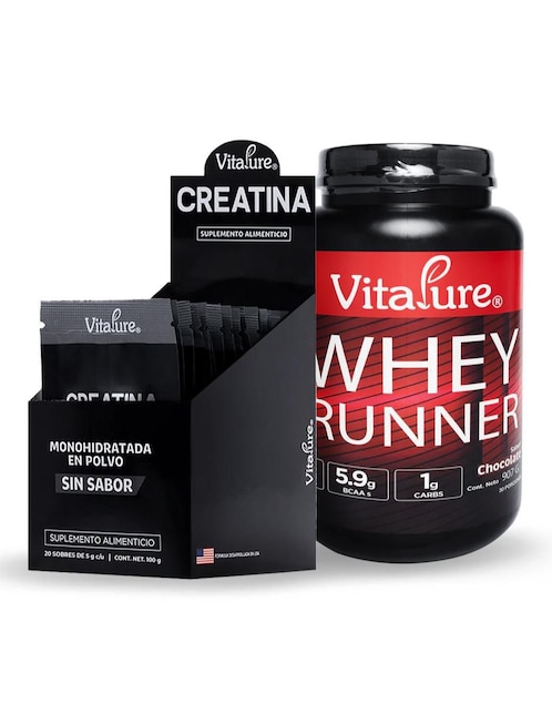 VITAPURE Kit de suplementos alimenticios Whey runner protein chocolate + creatina Vitapure