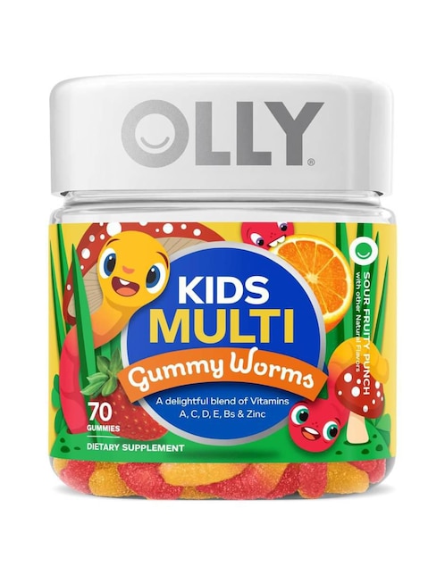 Kids Multi Gummy Worms Olly con Multivitaminico sabor ponche de frutas de 70 gomitas