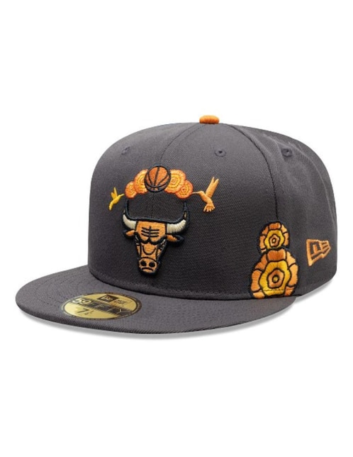Gorra visera plana cerrada para básquetbol New Era Day of The Dead Chicago Bulls unisex