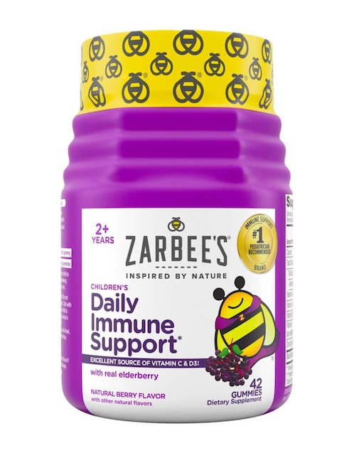 Zarbee’s children’s soporte inmunológico diario de saúco real vitaminas a c d zinc Zarbee's sabor bayas mixtas de 42 gom